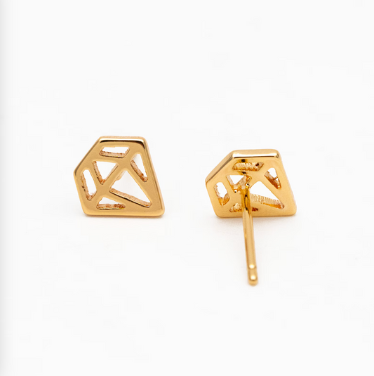 Diamond // Mini Stud Earrings // Gold